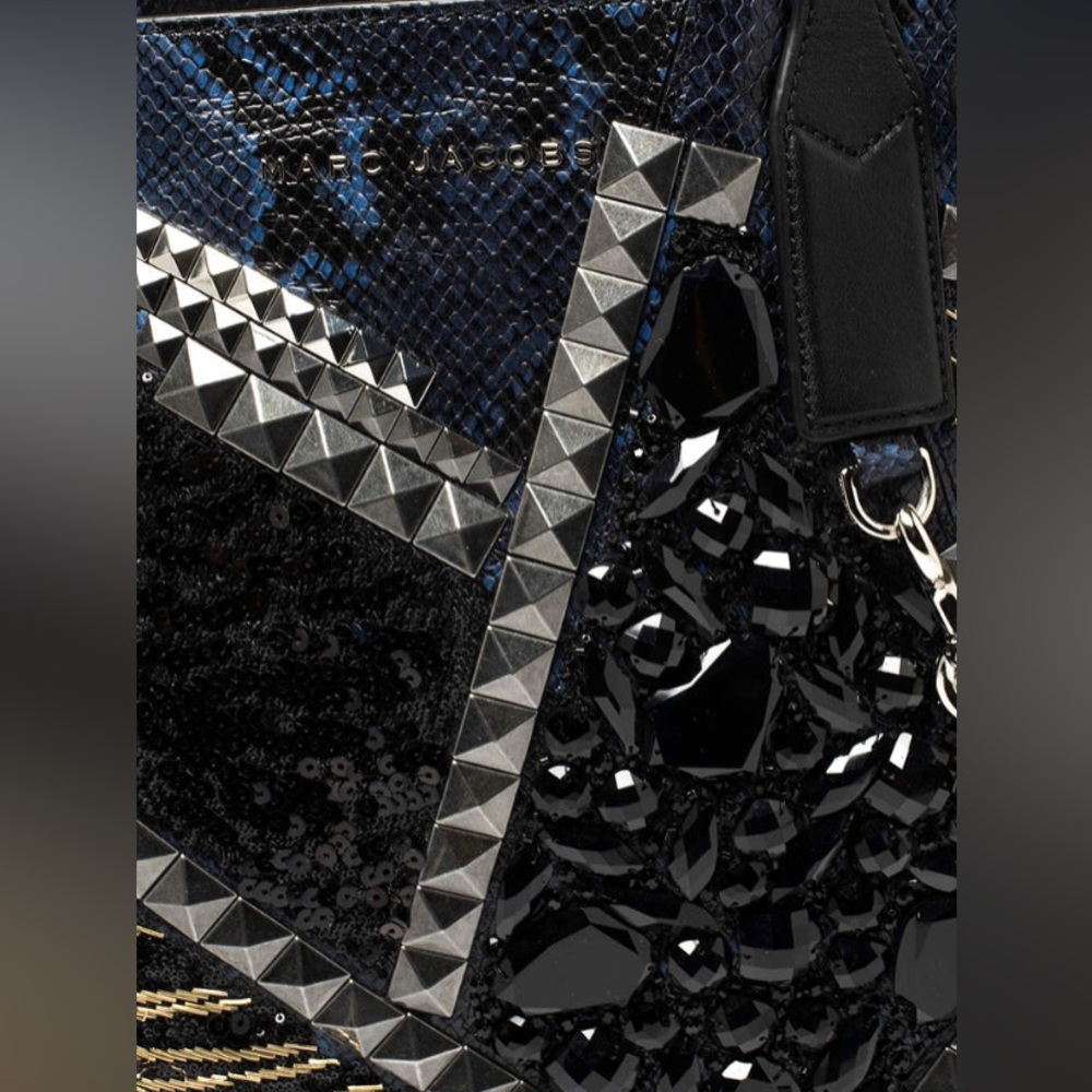 Marc Jacobs Blue/Black Python Embossed Leather Em… - image 4